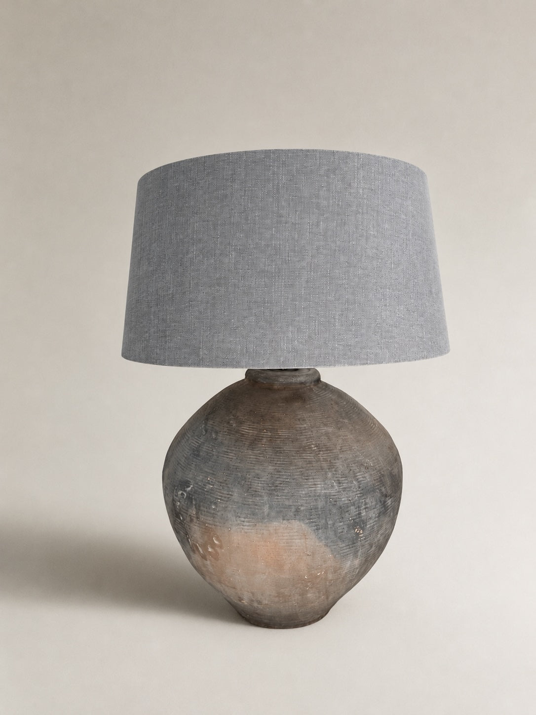 Bodenlampe antiker Weintopf & Leinen