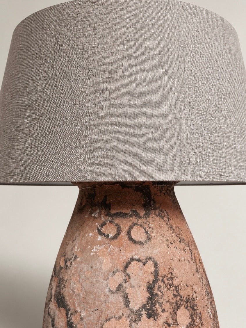 Bodenlampe antiker Oliventopf & Leinen #2