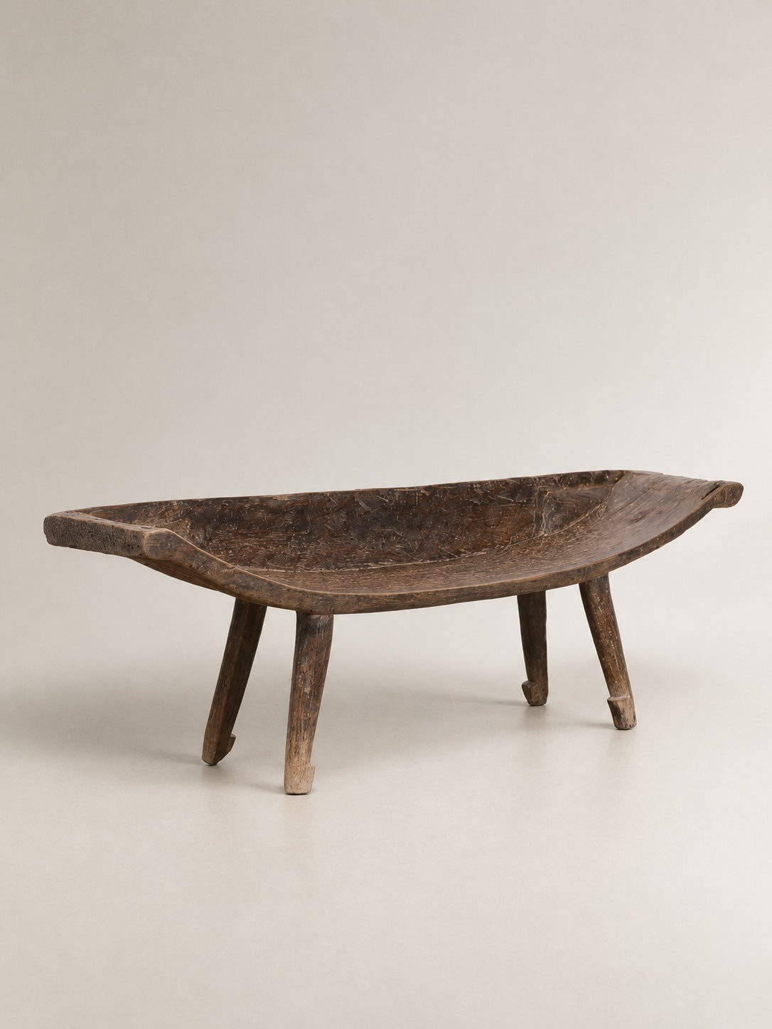 curved wooden bench