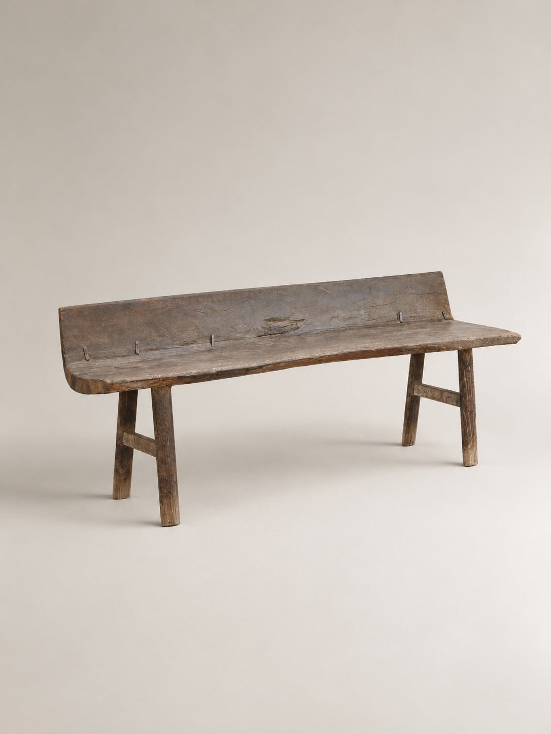 antique elm wood bench