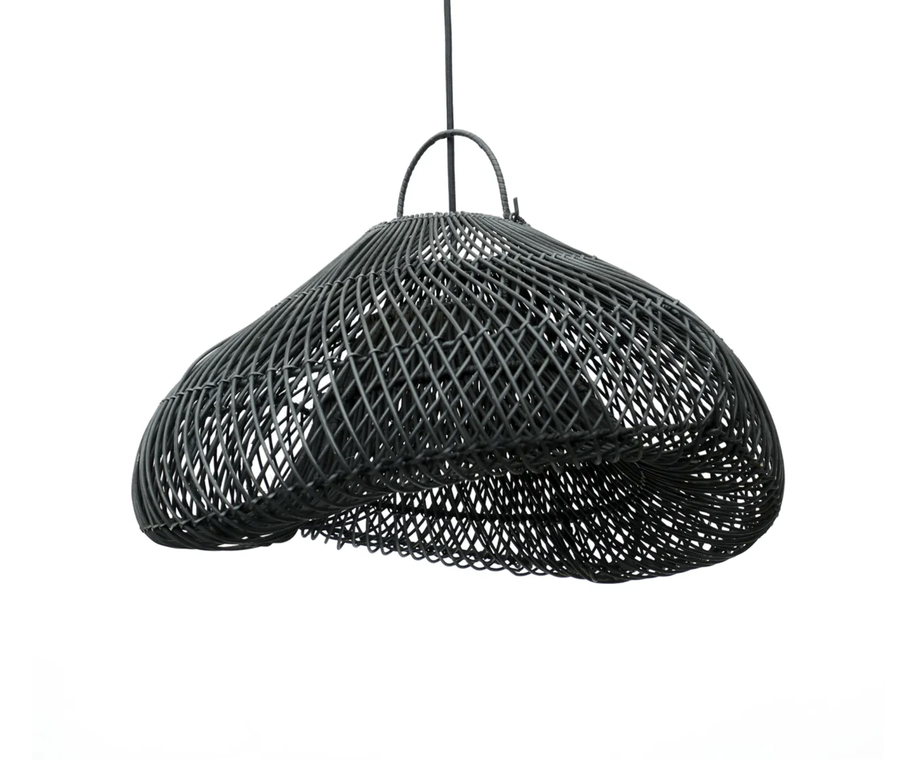 Lampenschirm Rattan schwarz inkl. E-Kit