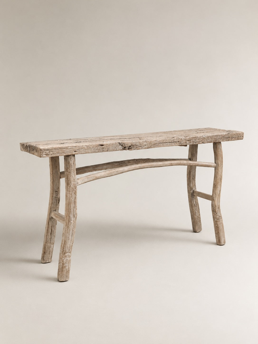 antique elm wood console table
