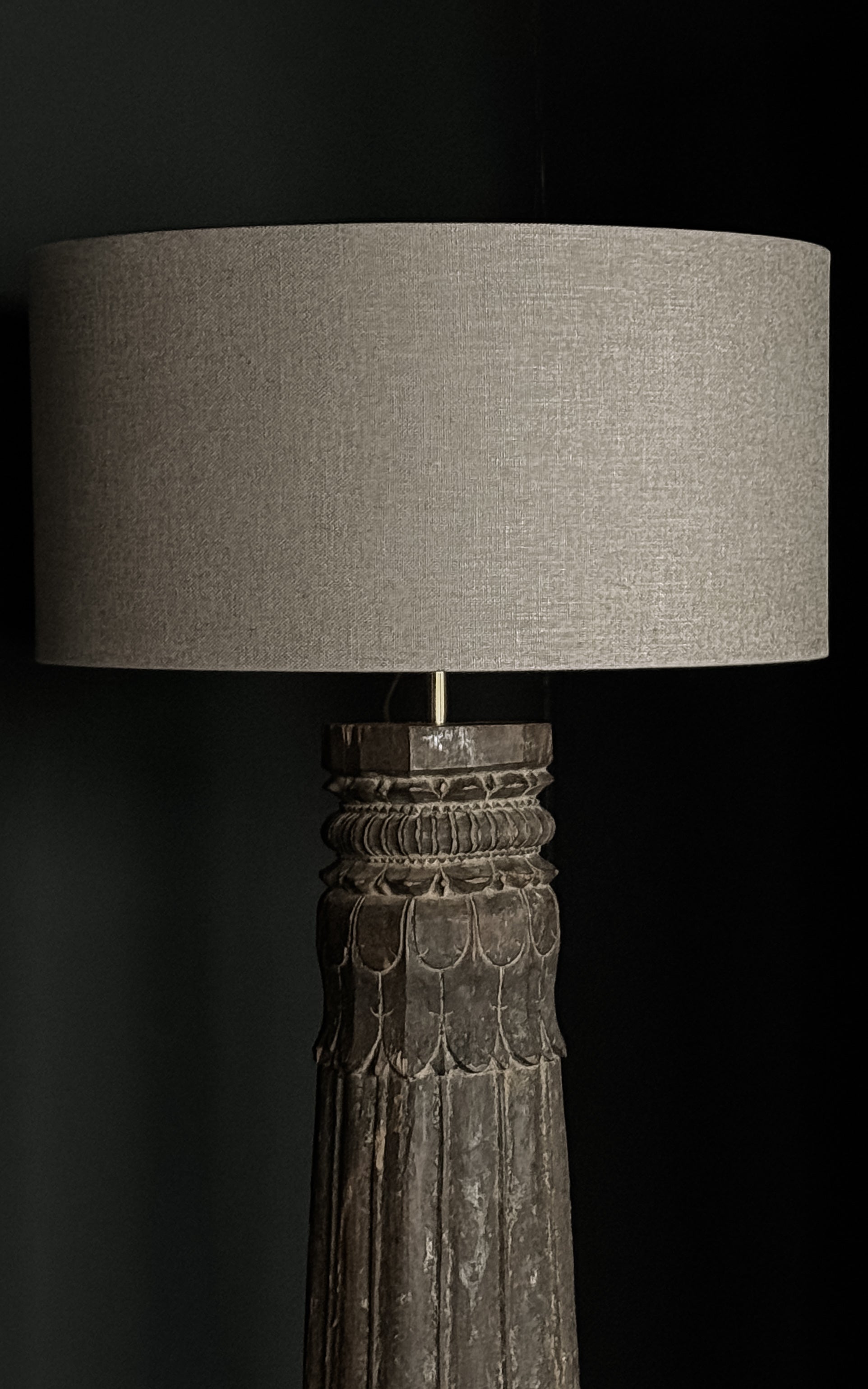 antique teak pillar floor lamp