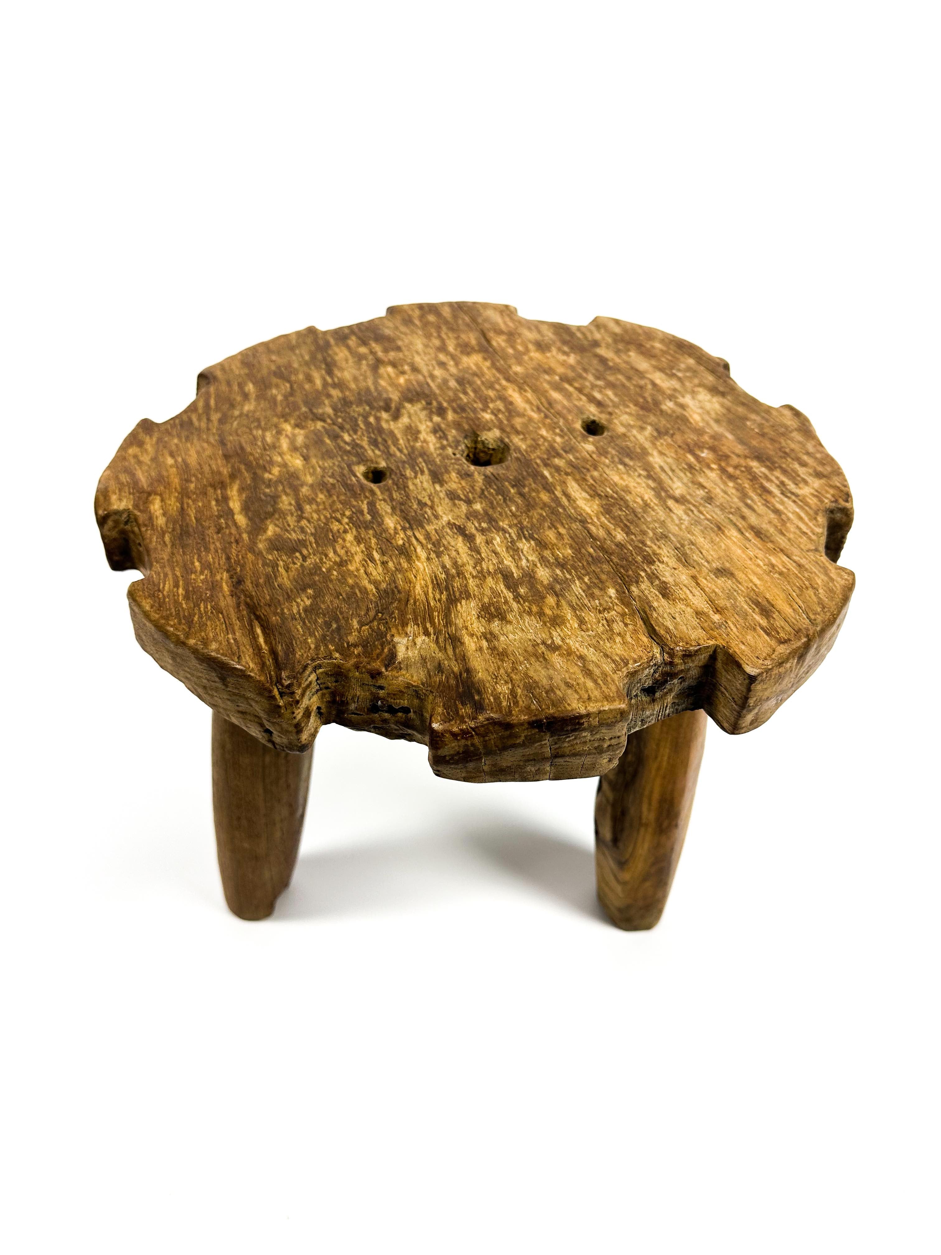 The mini teak 3-legged stool