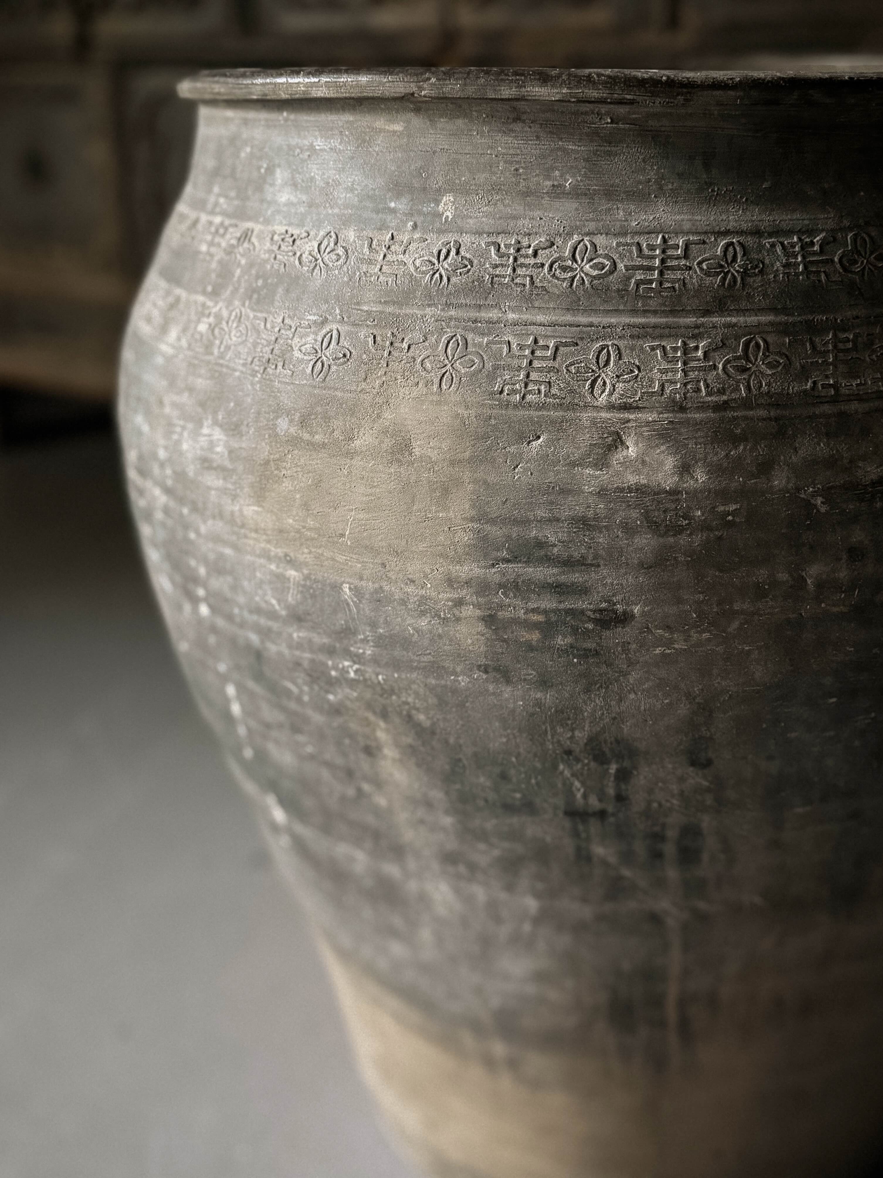old Chinese grey pot
