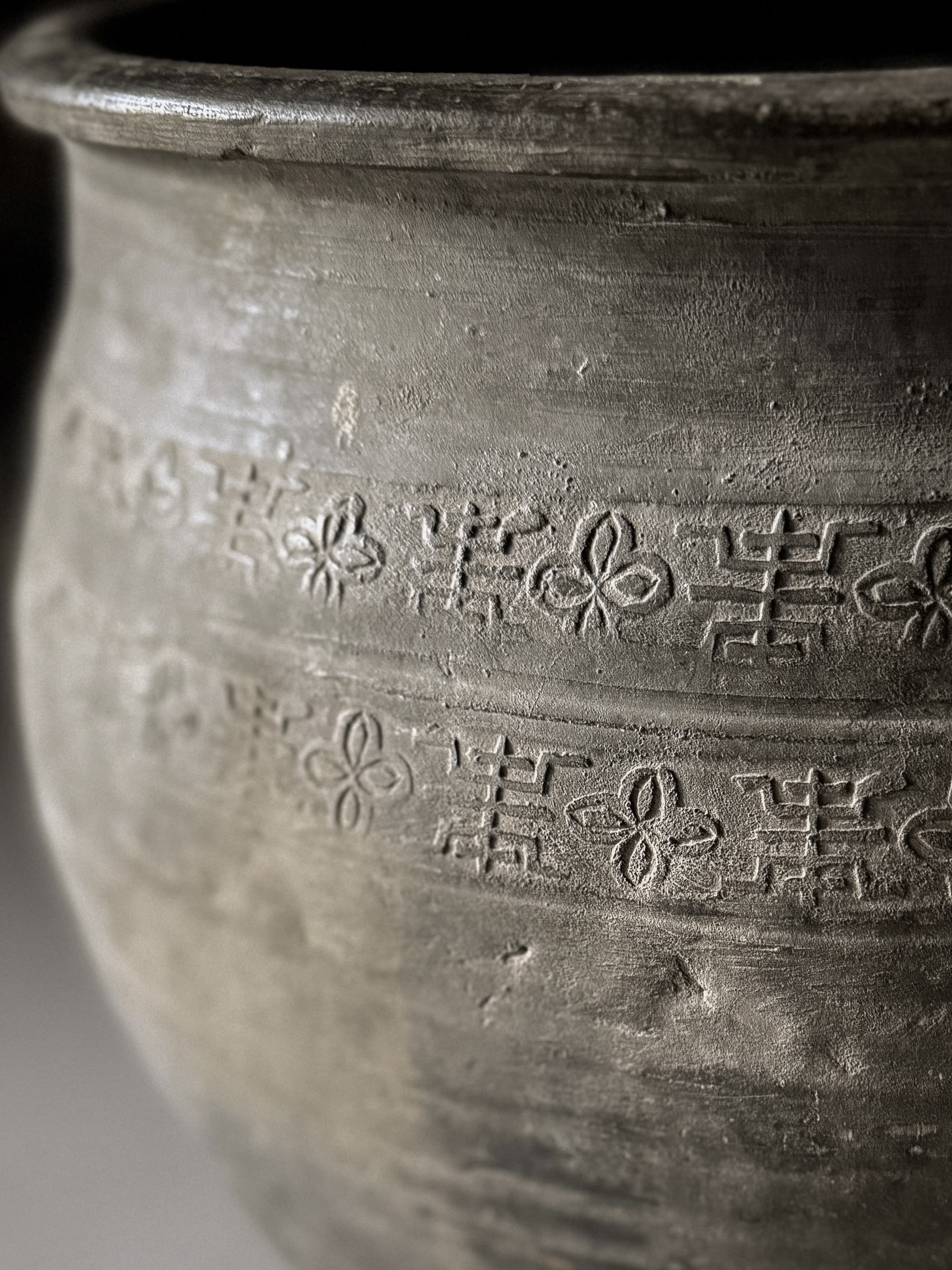 old Chinese grey pot