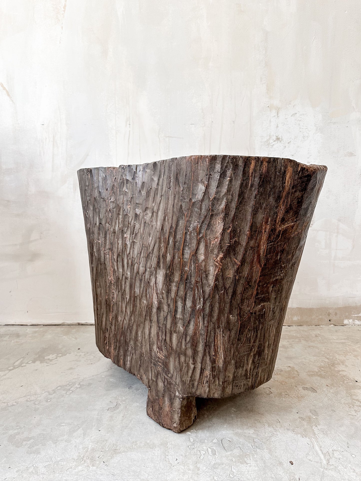 old Naga wooden planter pot large