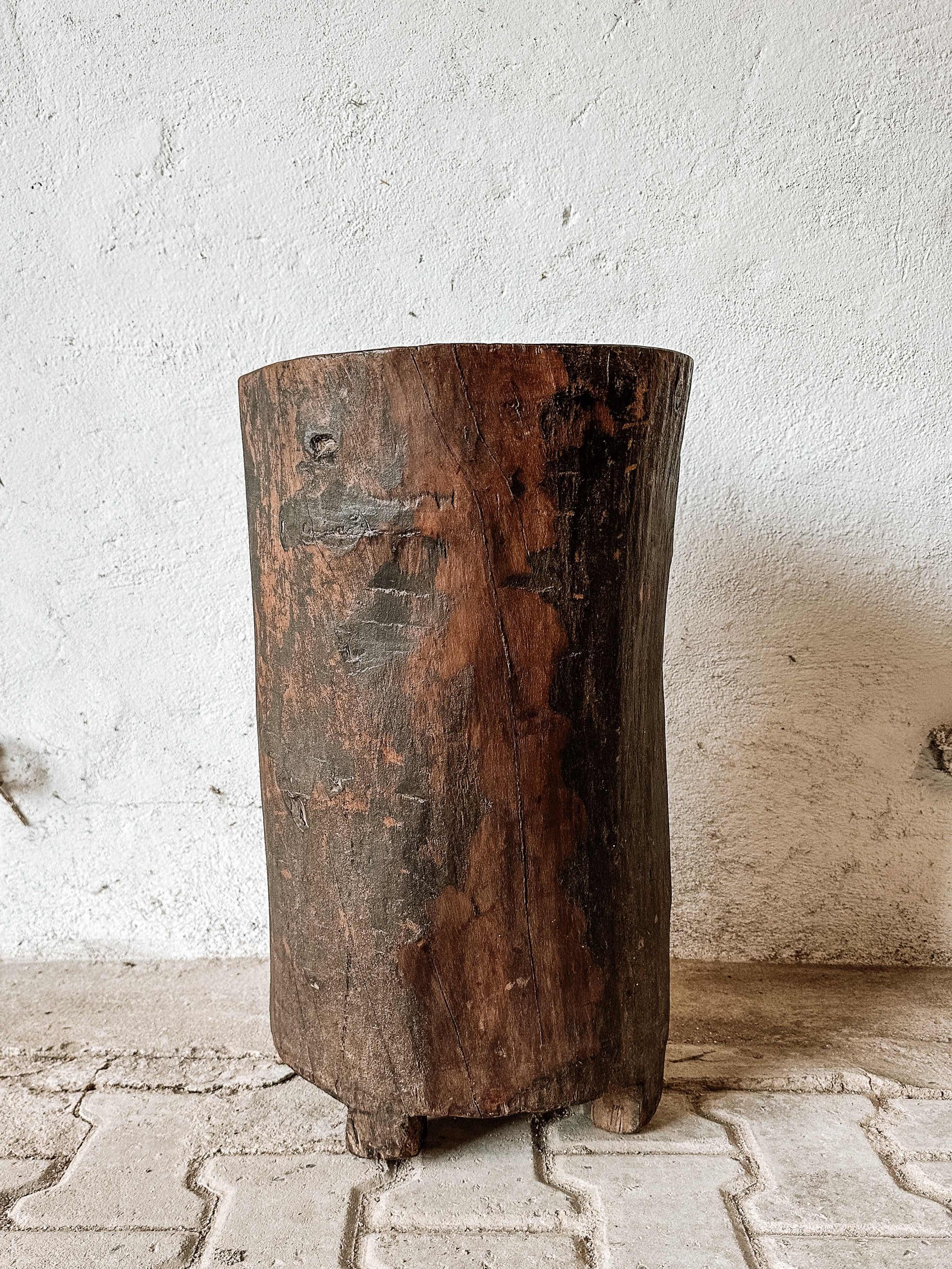 old Naga wooden planter pot medium