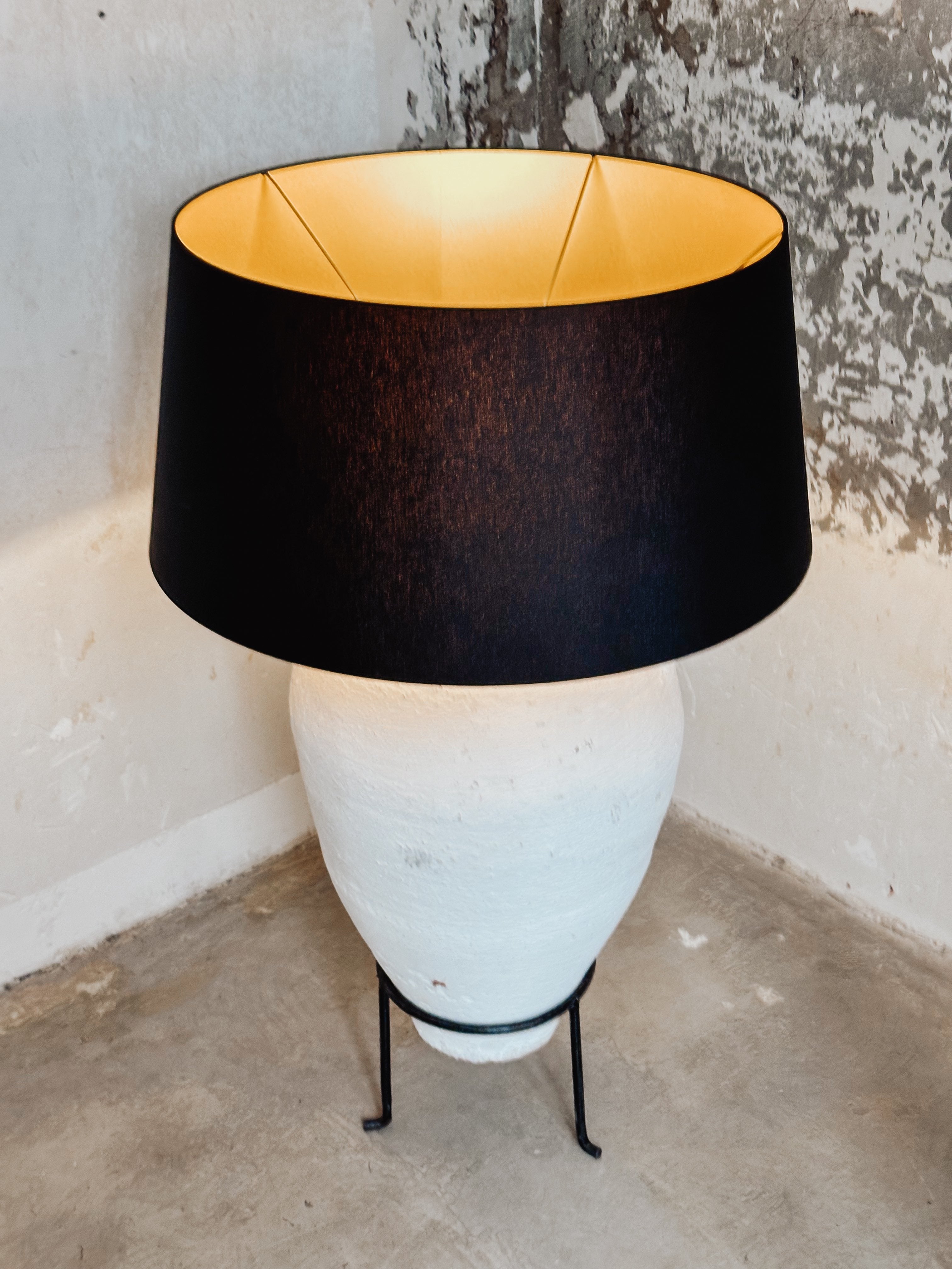 Bodenlampe antiker Oliventopf & Chintz #2