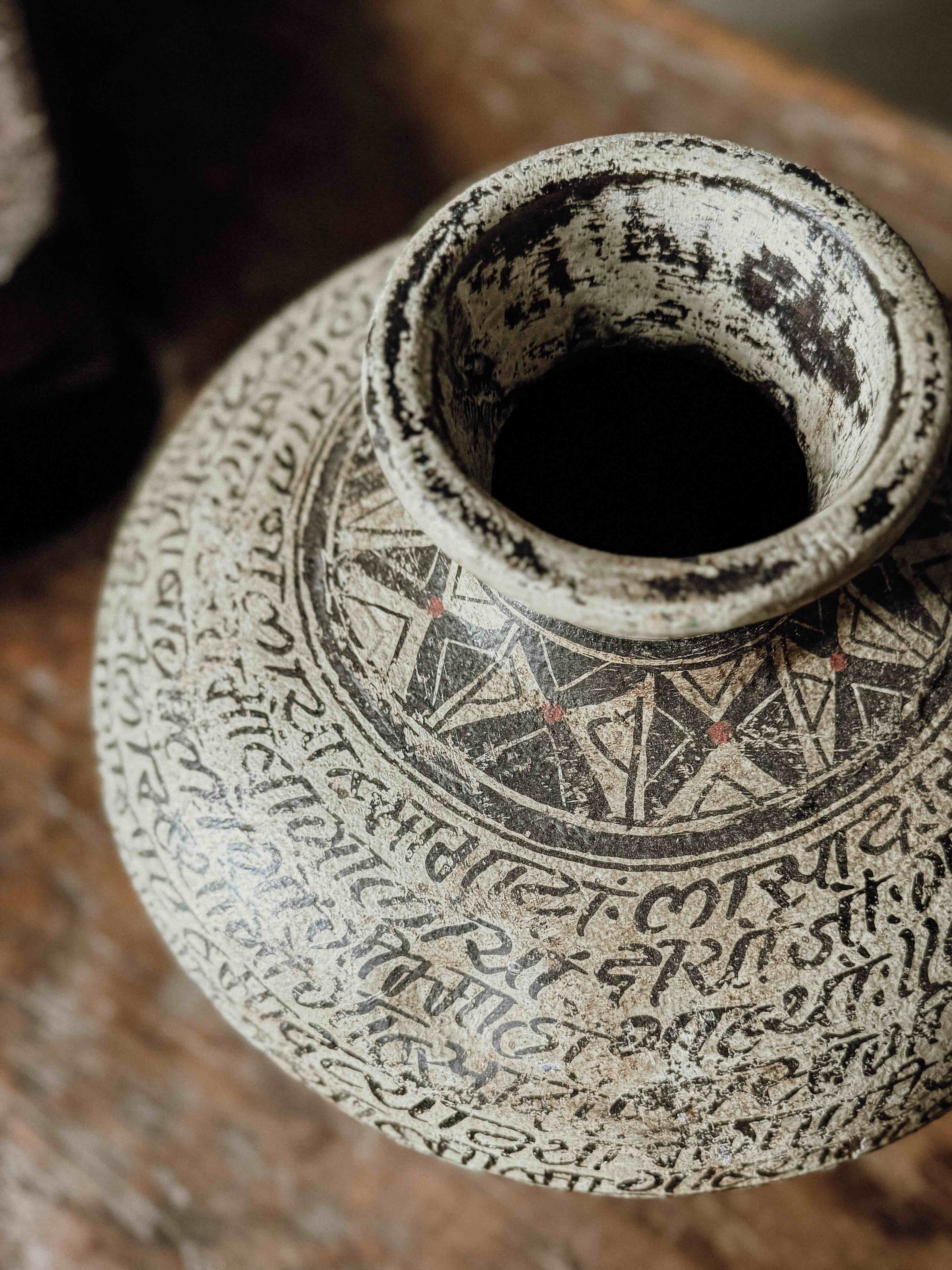 hand-painted Indian vessel