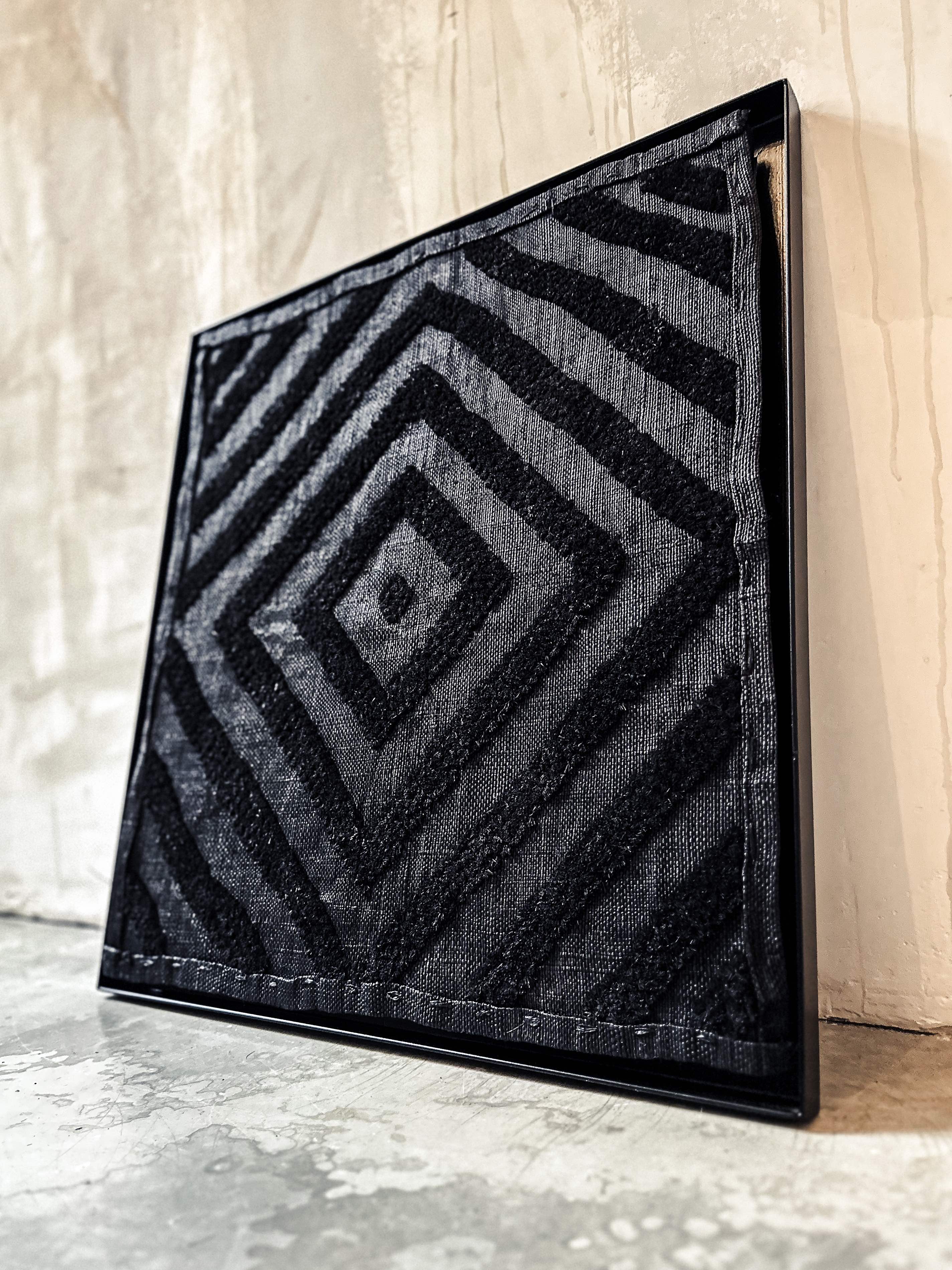 Kasai Samt / Kuba Cloth im Rahmen schwarz #1