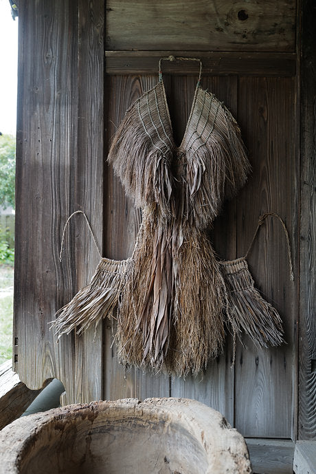 Vintage hand-woven rain cape Japan