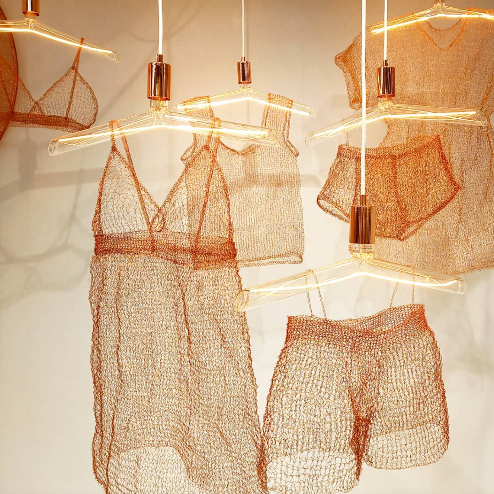 copper wire lighting sculpture "camisole"
