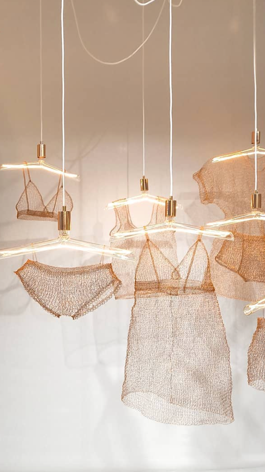 copper wire lighting sculpture "camisole"