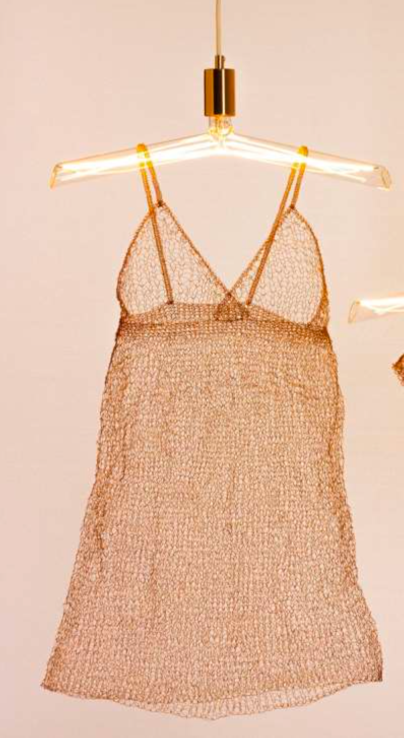 copper wire lighting sculpture "camisole"
