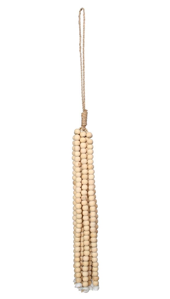 Natural wooden bead tassel