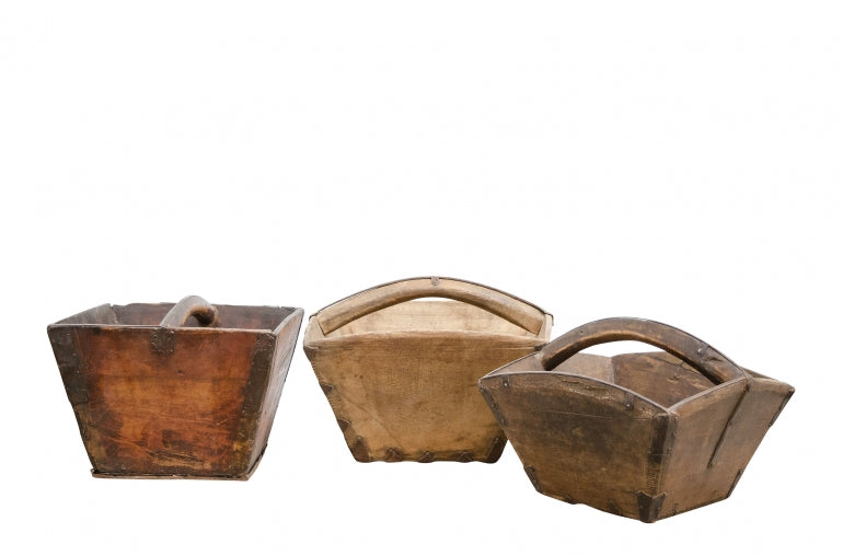 Old wooden rice basket