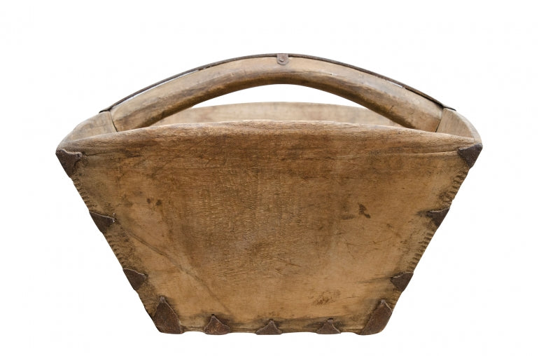 Old wooden rice basket