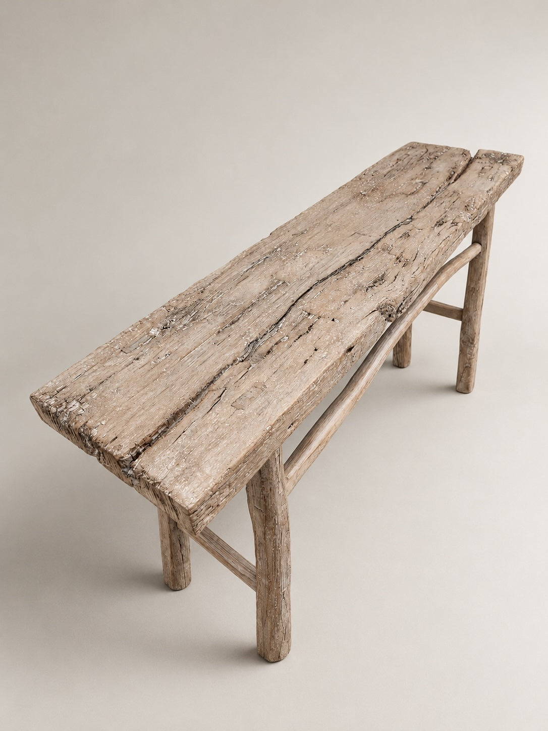antique elm wood console table