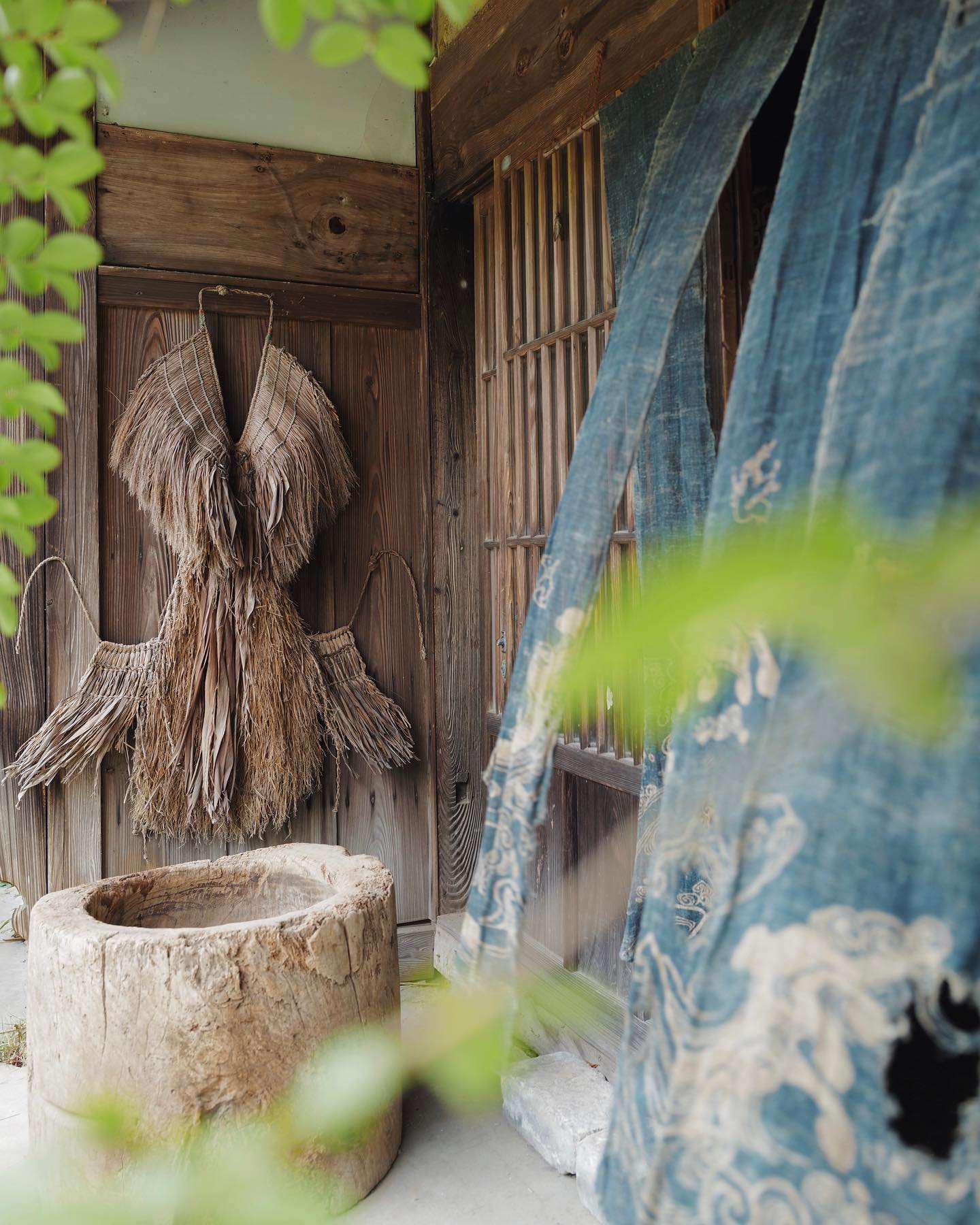 Vintage hand-woven rain cape Japan