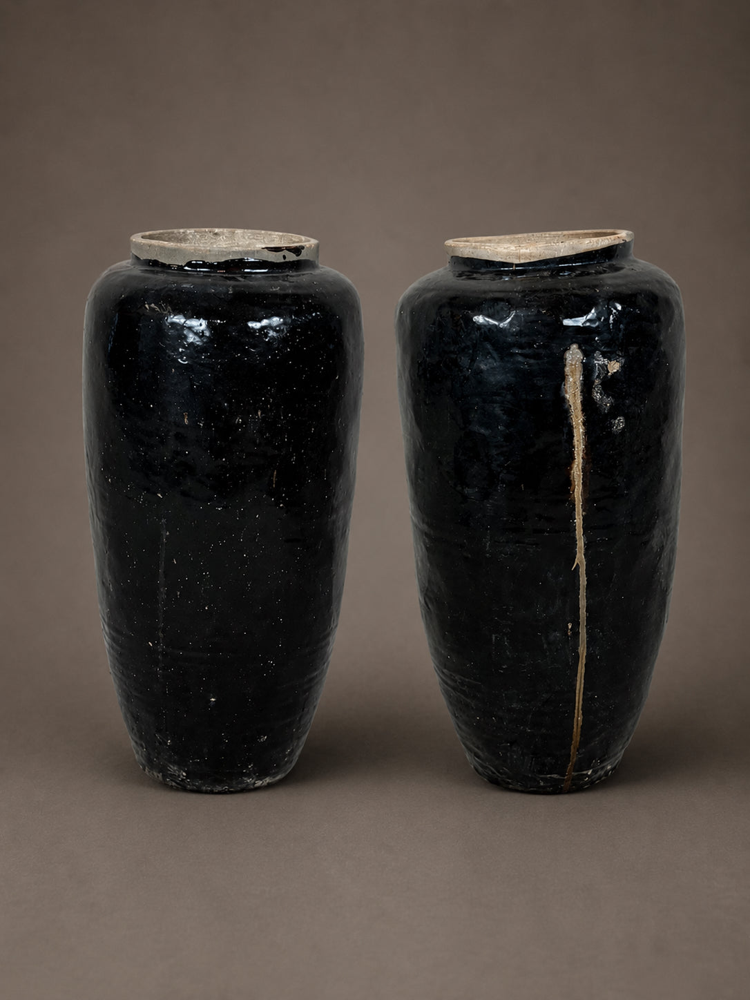 Shanxi Black – pair of antique vessel lamps