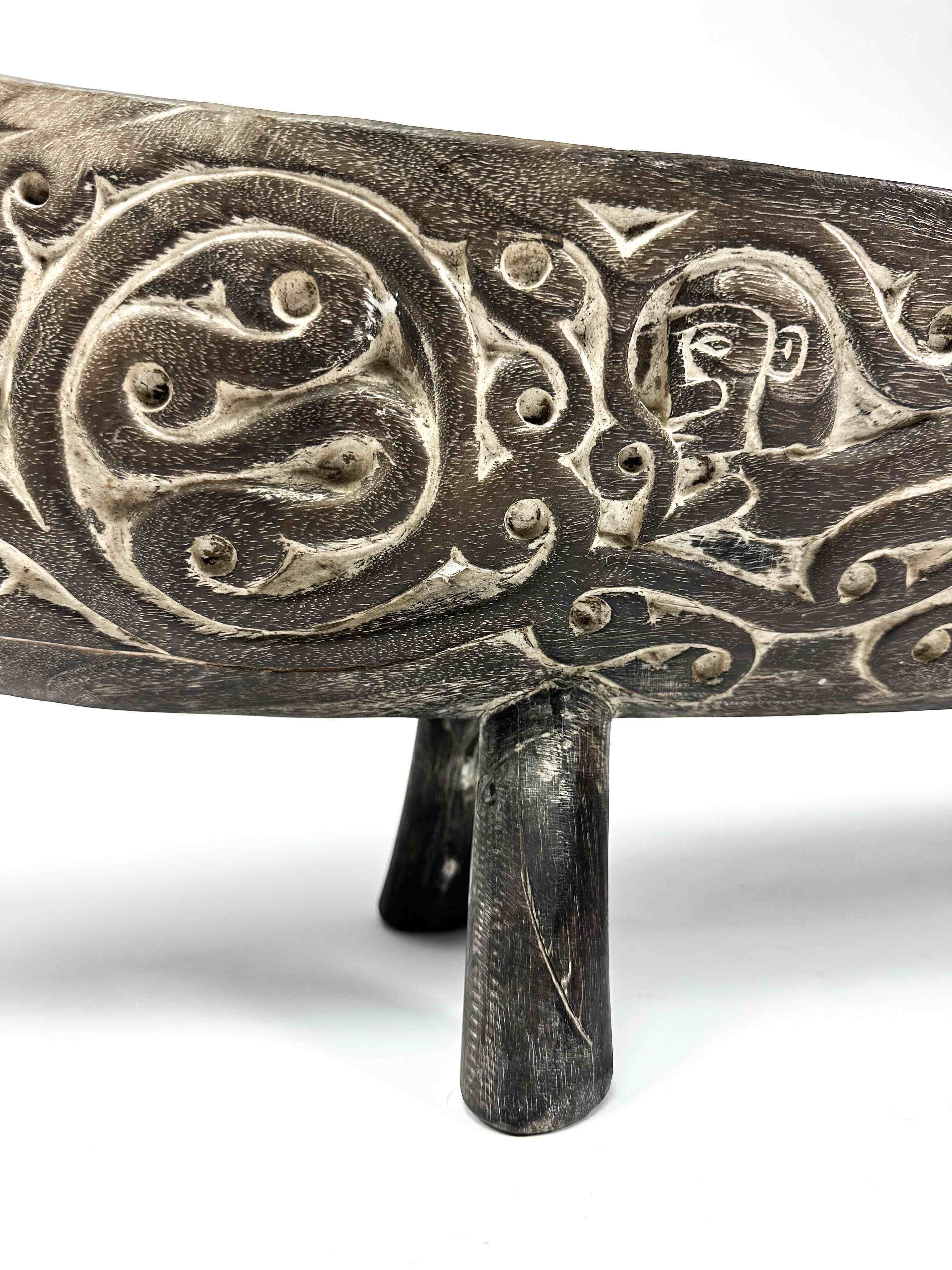 hand carved wooden boat