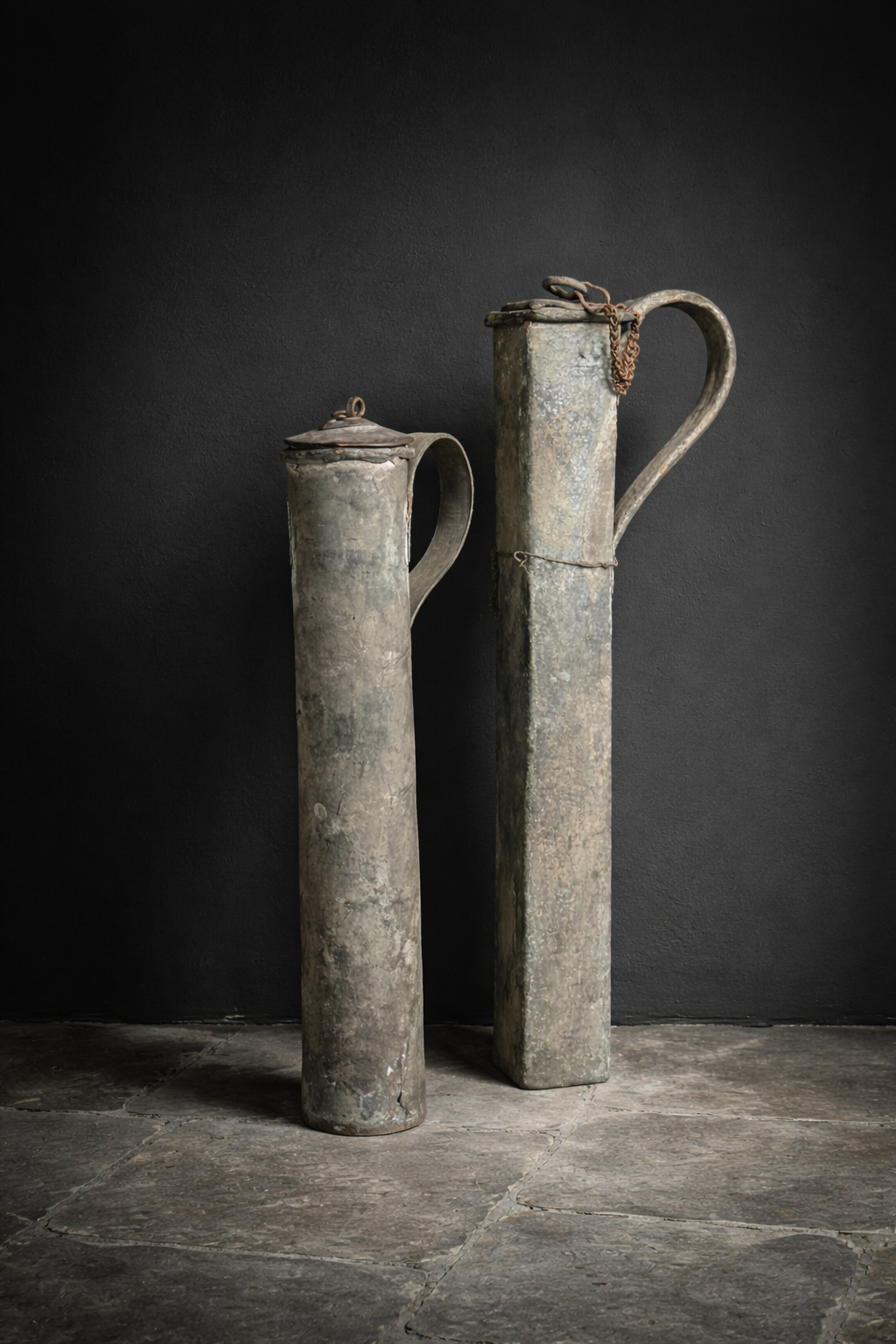 chain & lid – bronze vessel duo