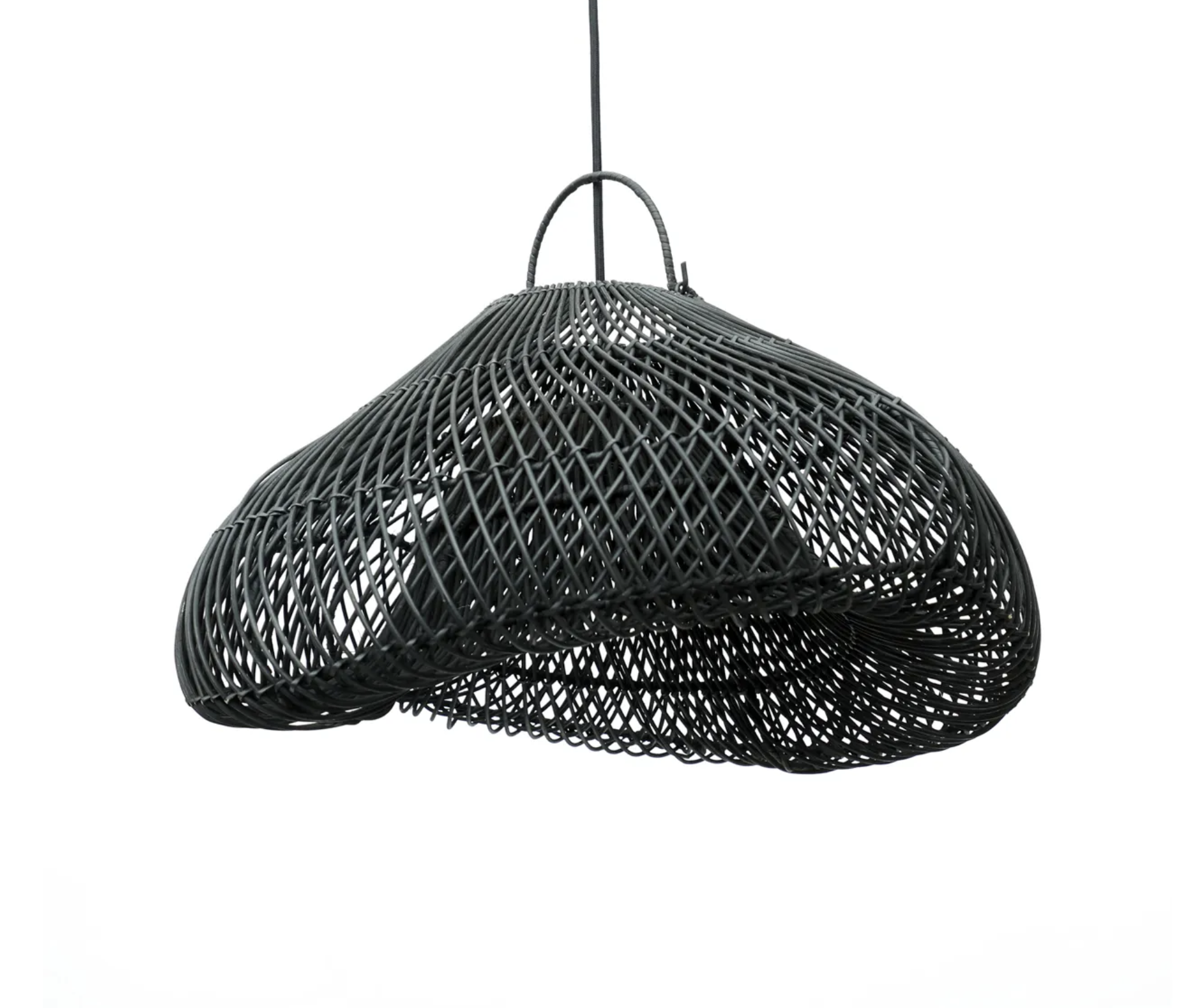Black rattan lampshade incl. electric fitting