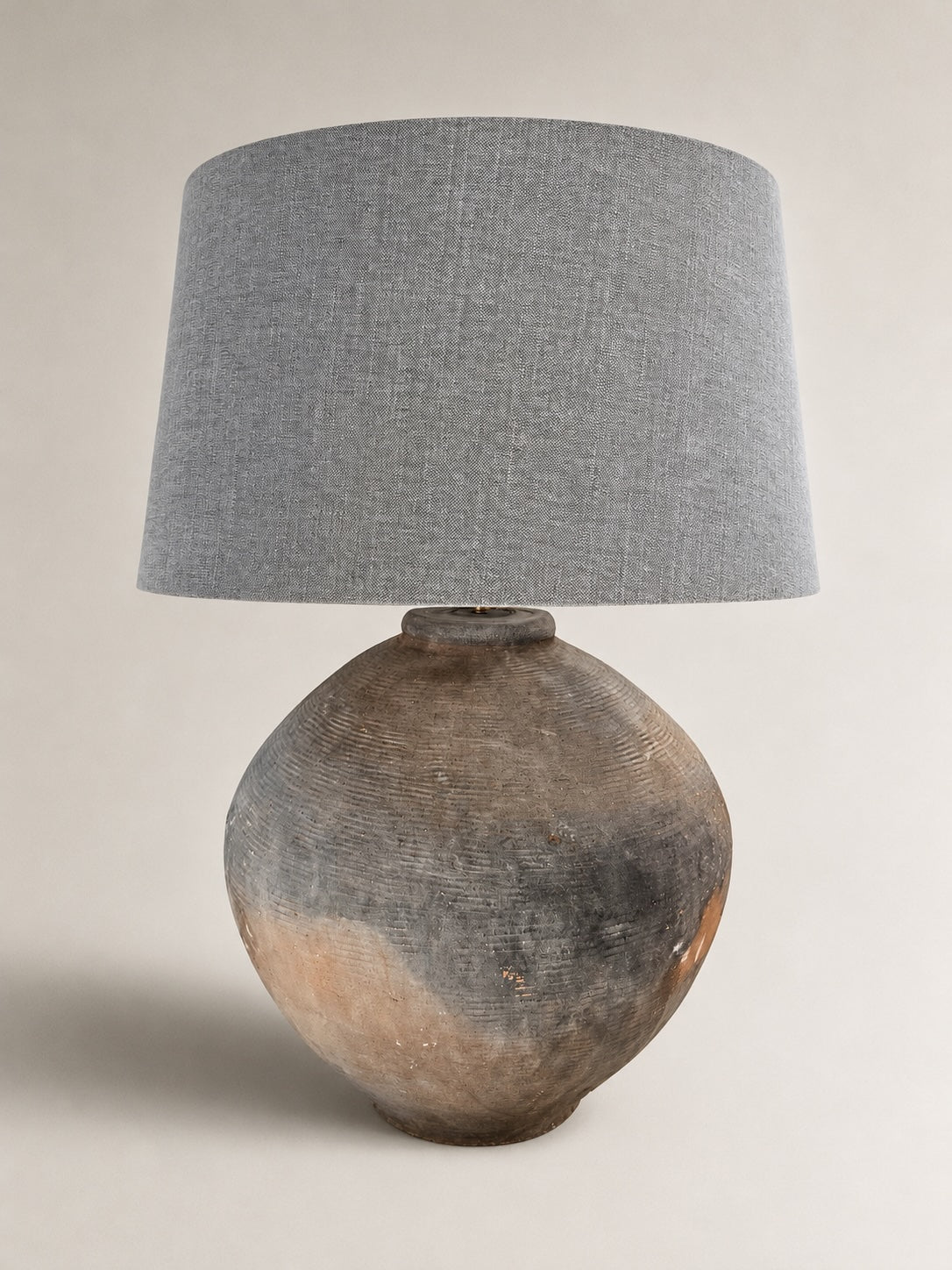 Bodenlampe antiker Weintopf & Leinen