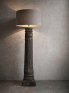 antique teak pillar floor lamp