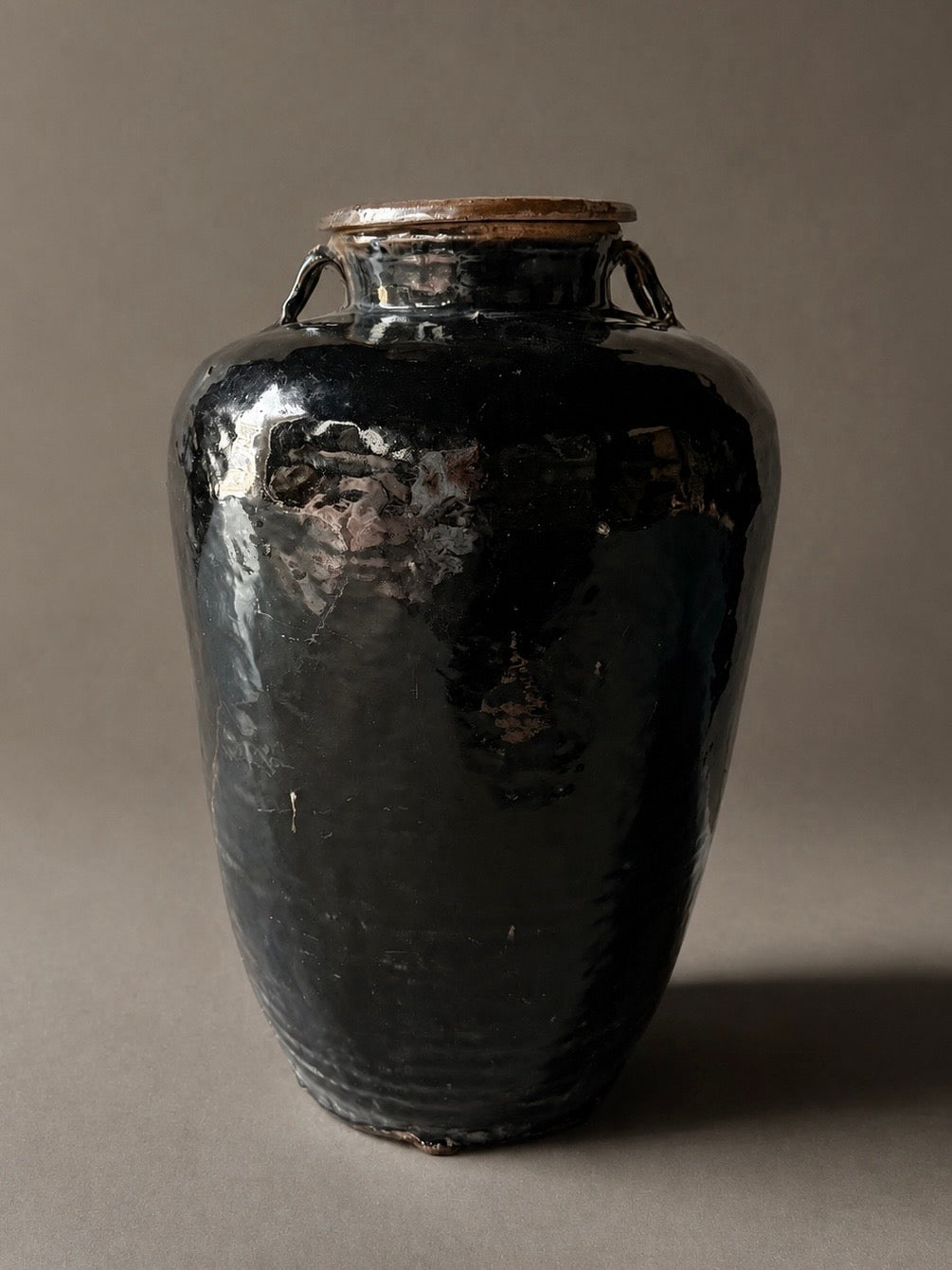 Shanxi Black – tall vessel w/ lid No. 2