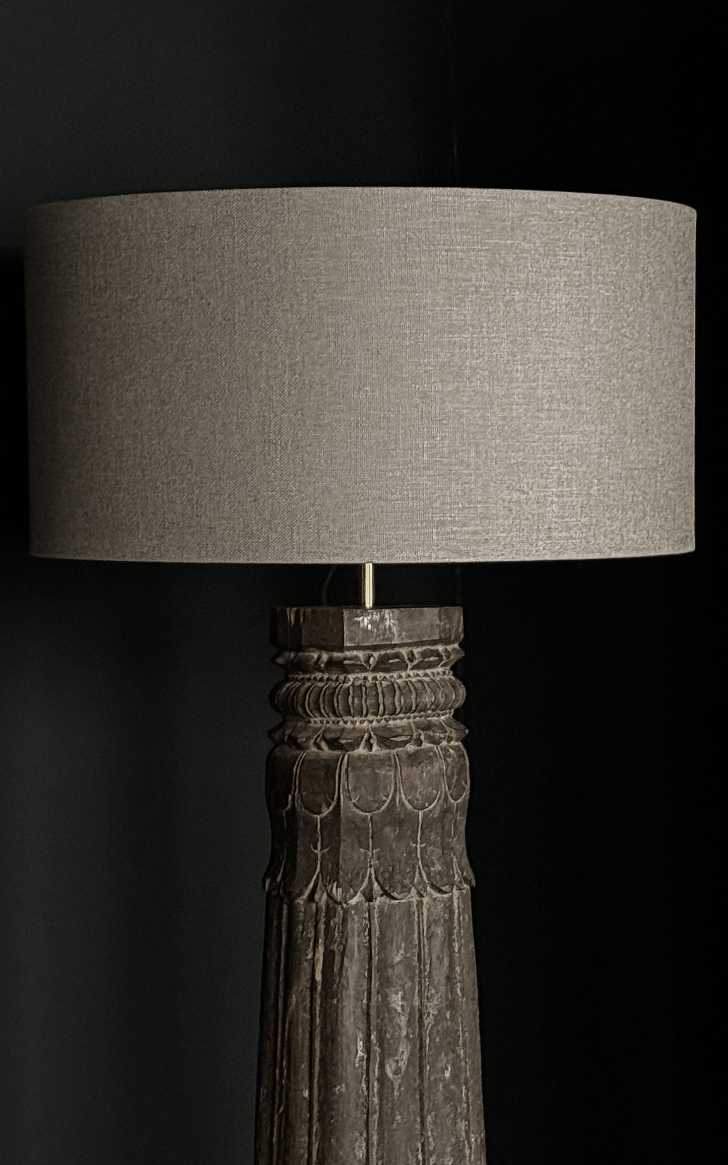 antique teak pillar floor lamp