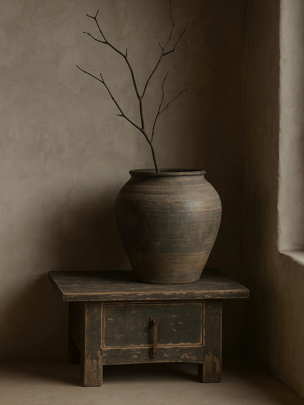 old Chinese grey pot