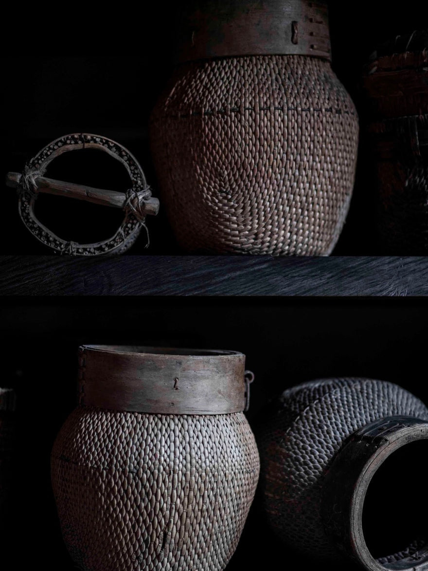 Alter chinesischer Rattankorb