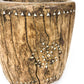 wooden vessel with shell inlay