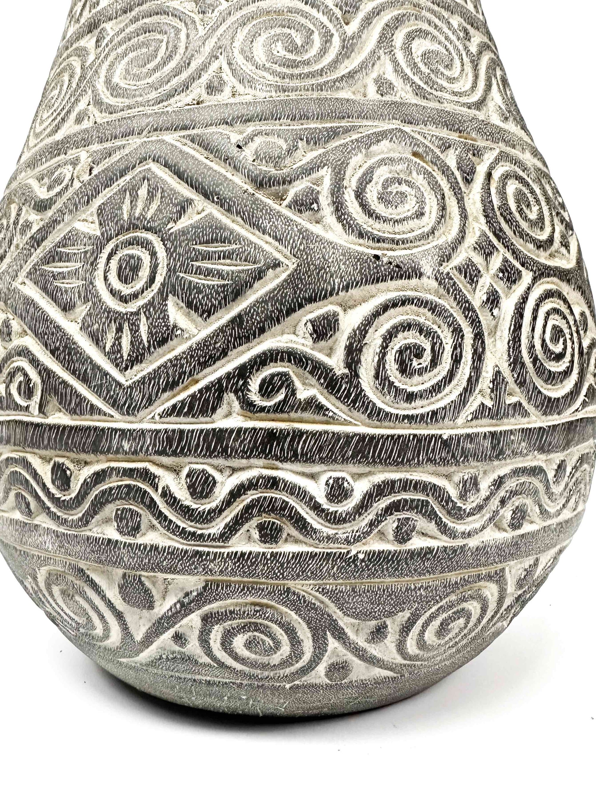 hand carved wooden vase