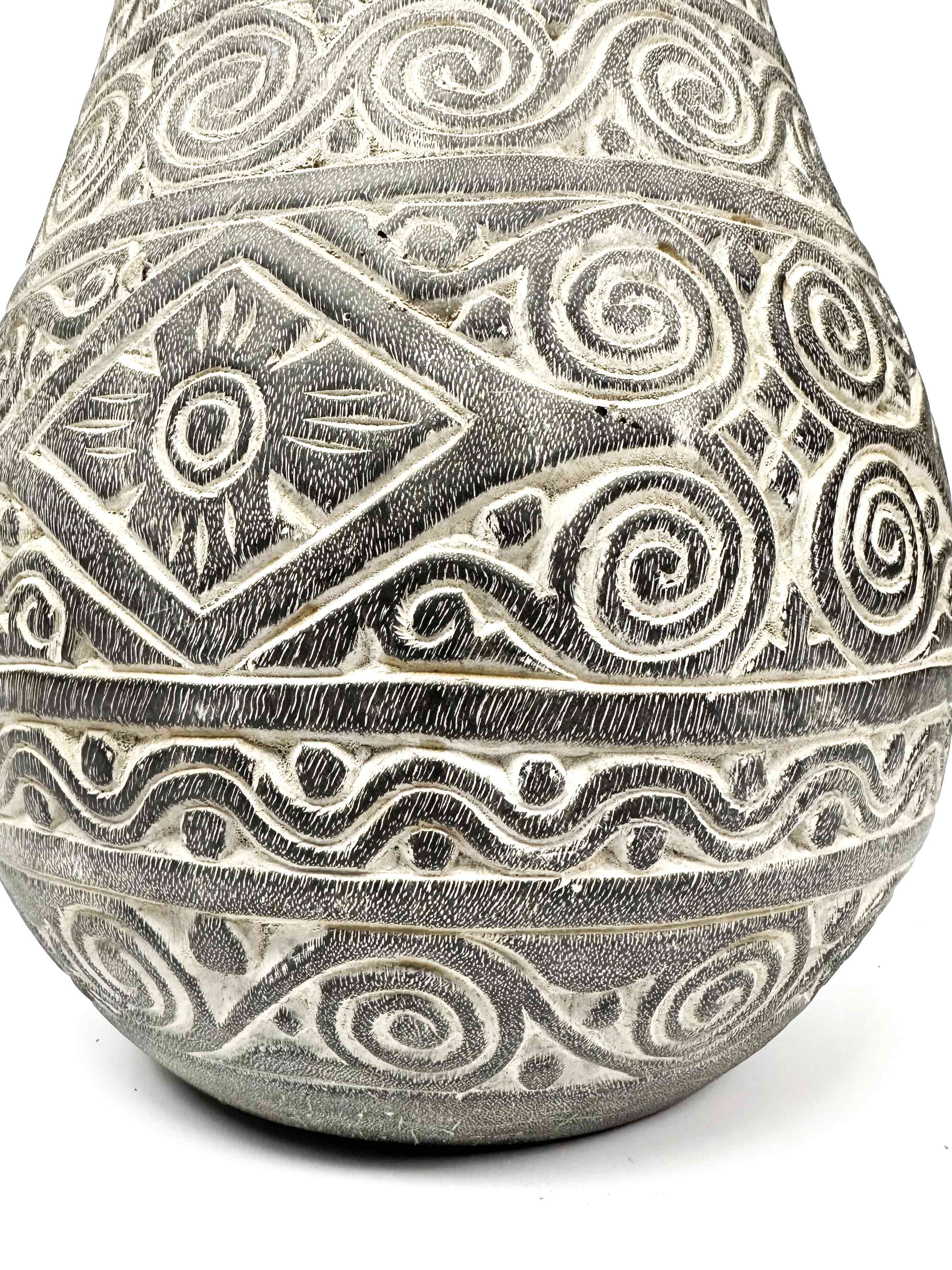 hand carved wooden vase