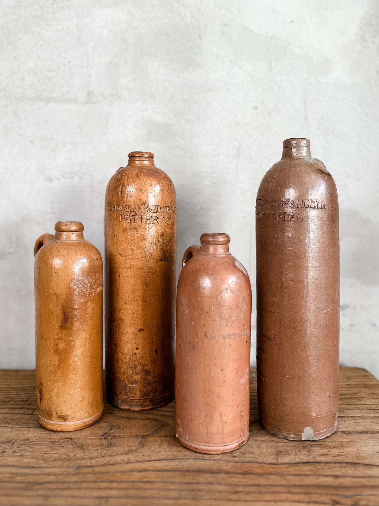 pair of old colonial river bottles