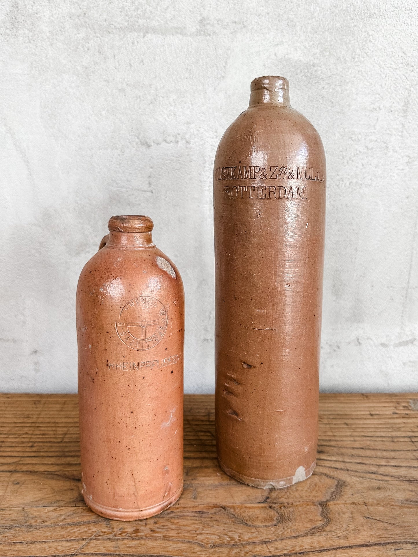 pair of old colonial river bottles