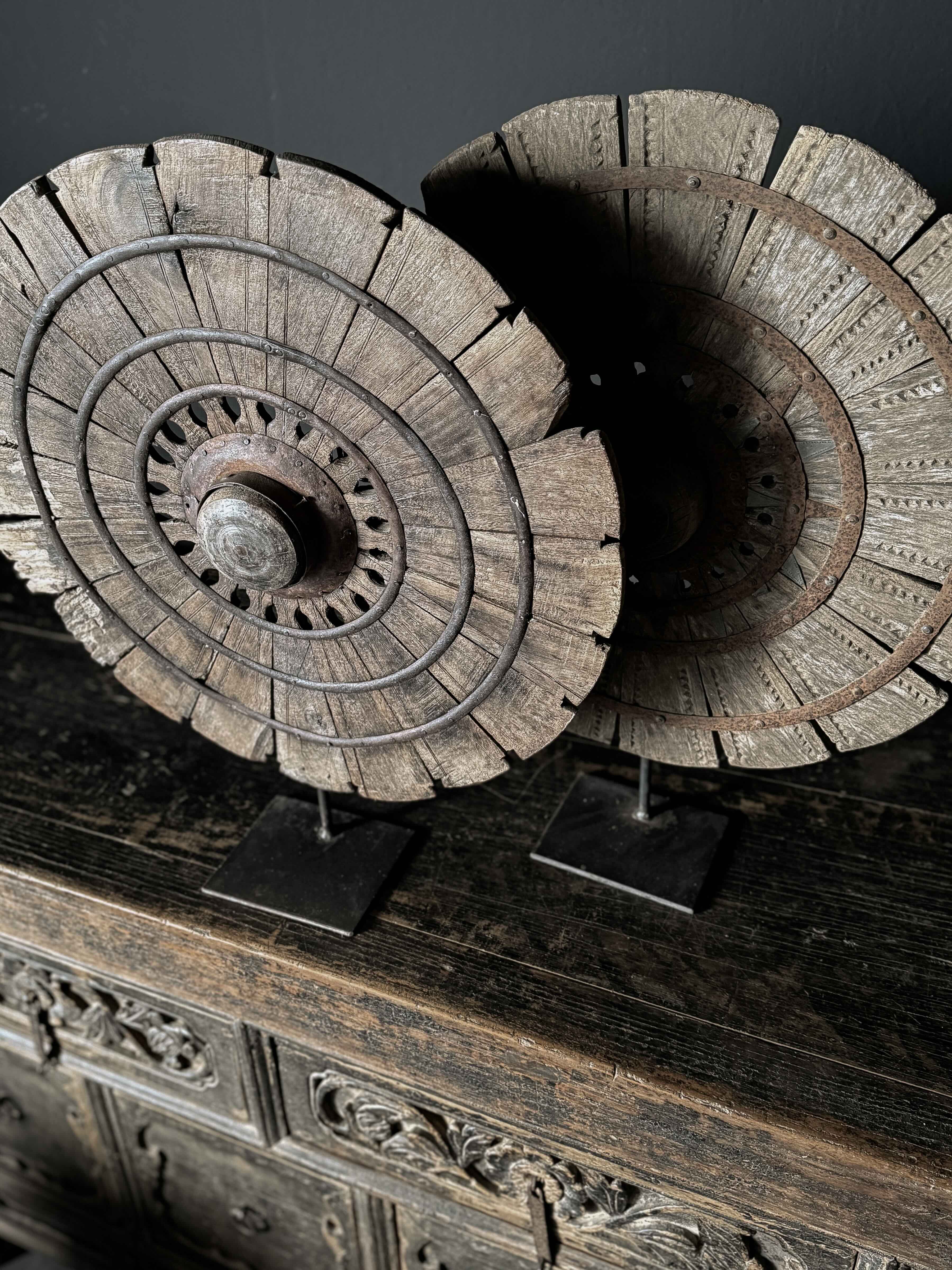 old wooden wheel on stand #1