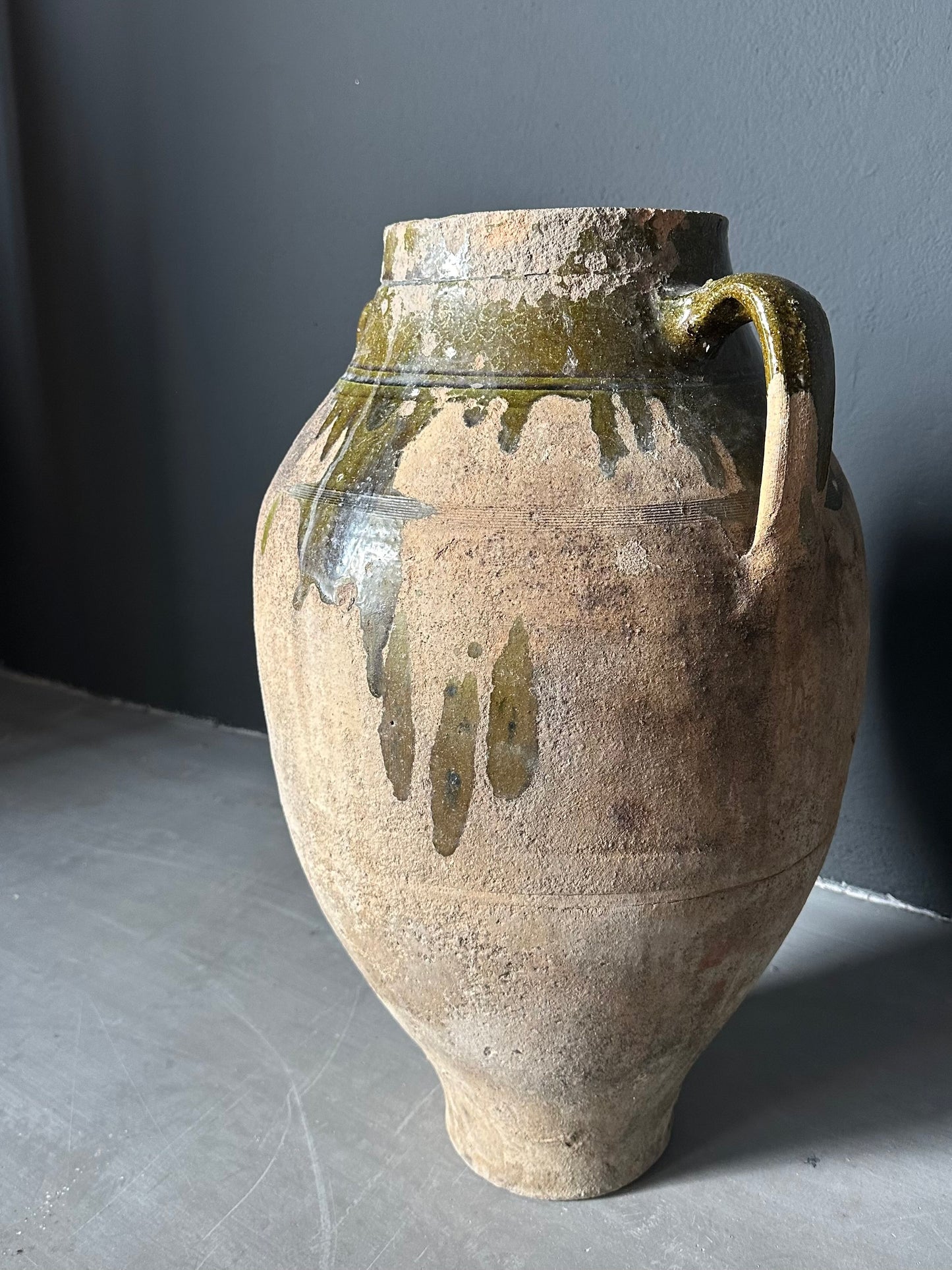 antique glazed olive pottery