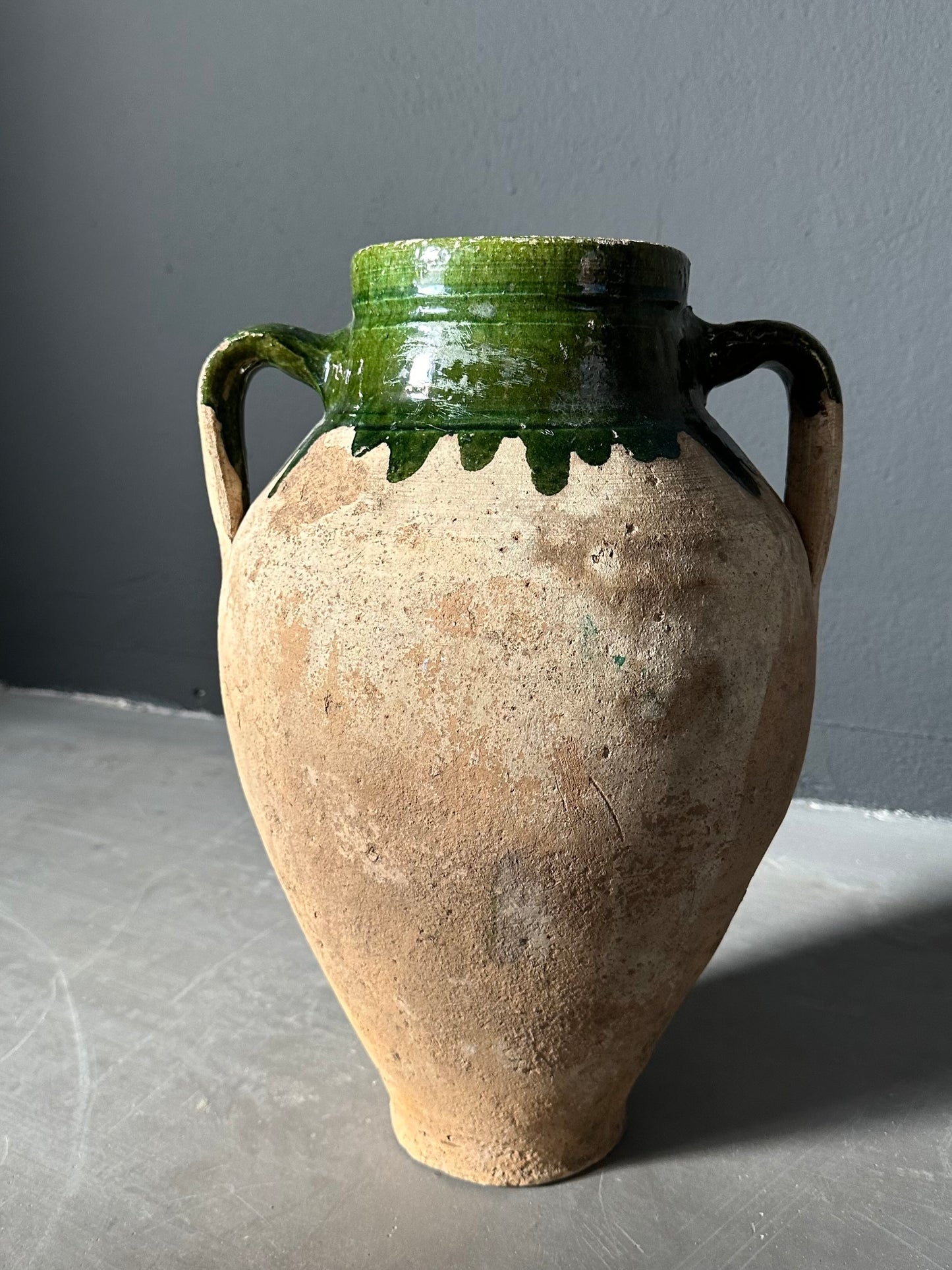 antique glazed olive pottery