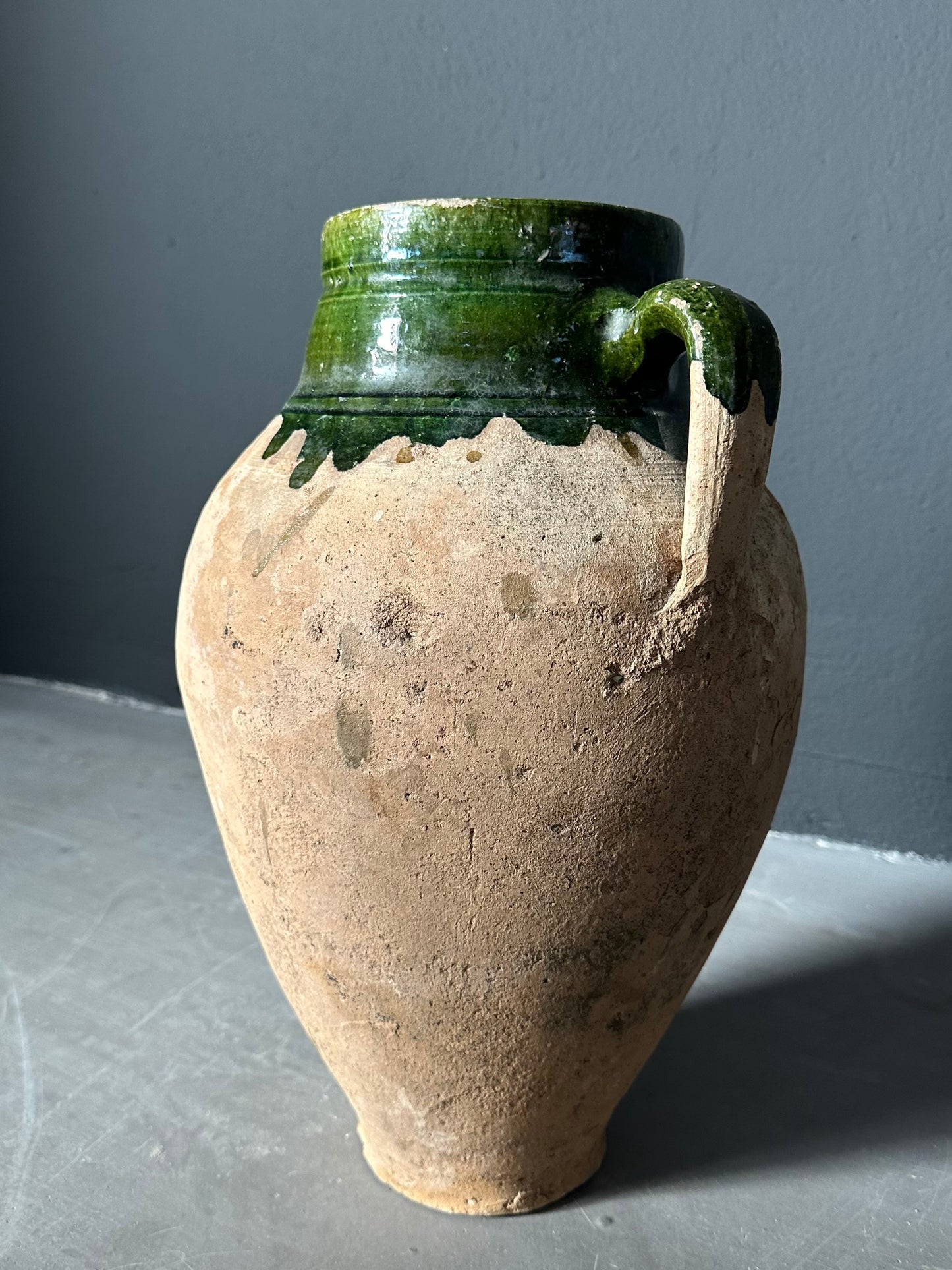 antique glazed olive pottery