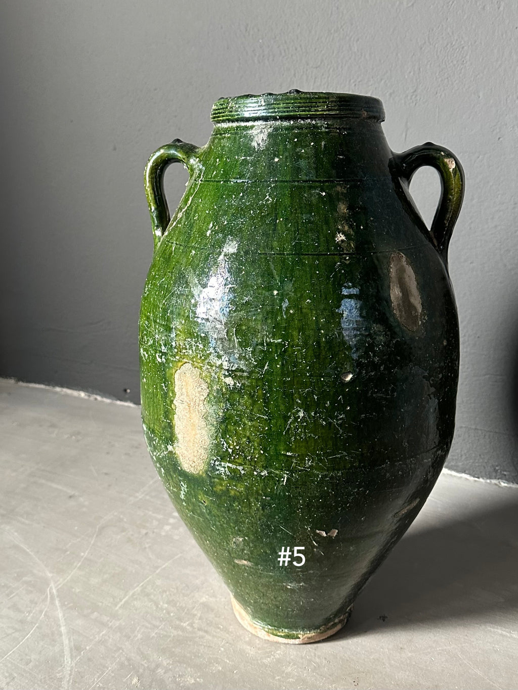 antique glazed olive pottery