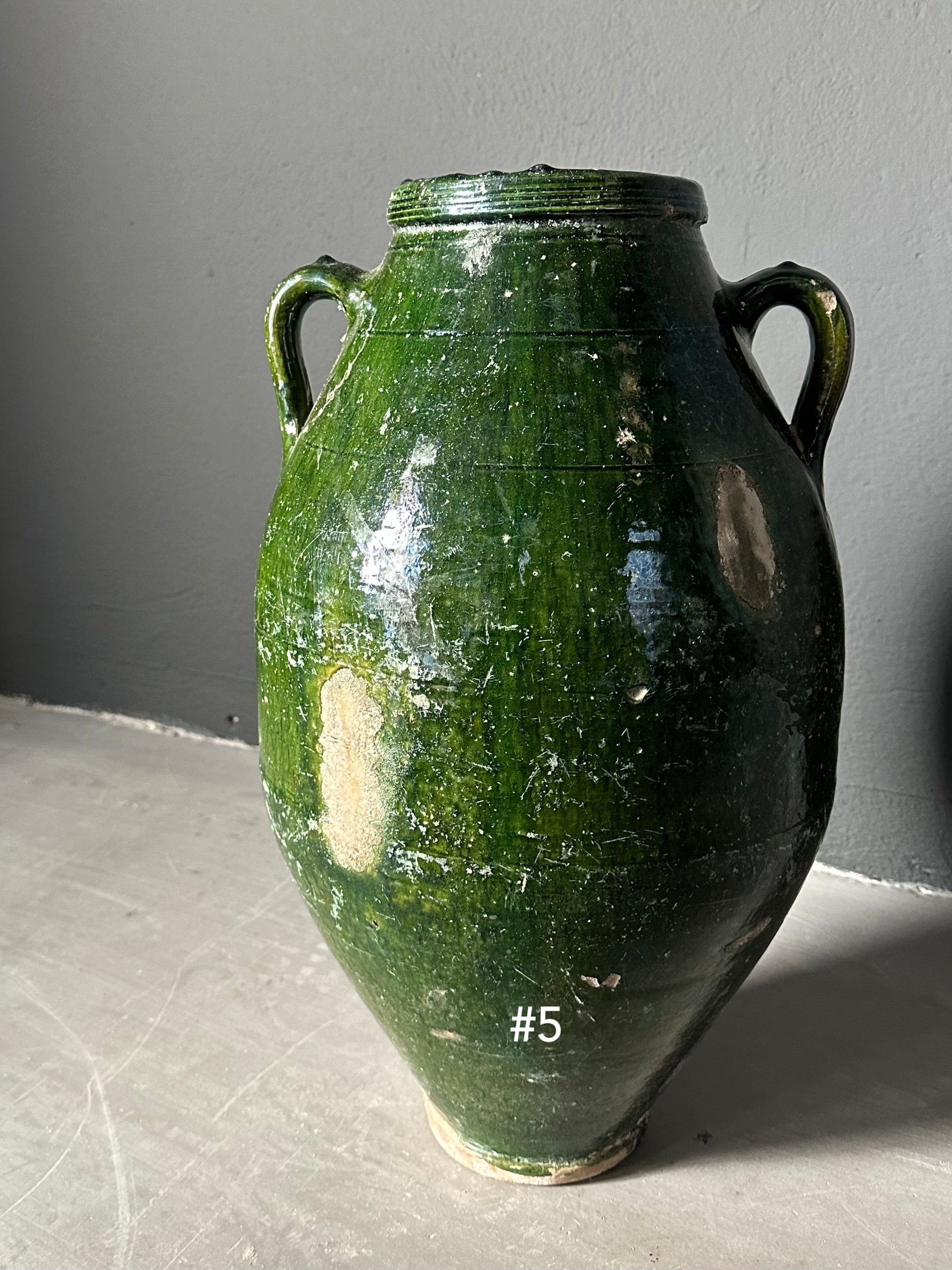 antique glazed olive pottery