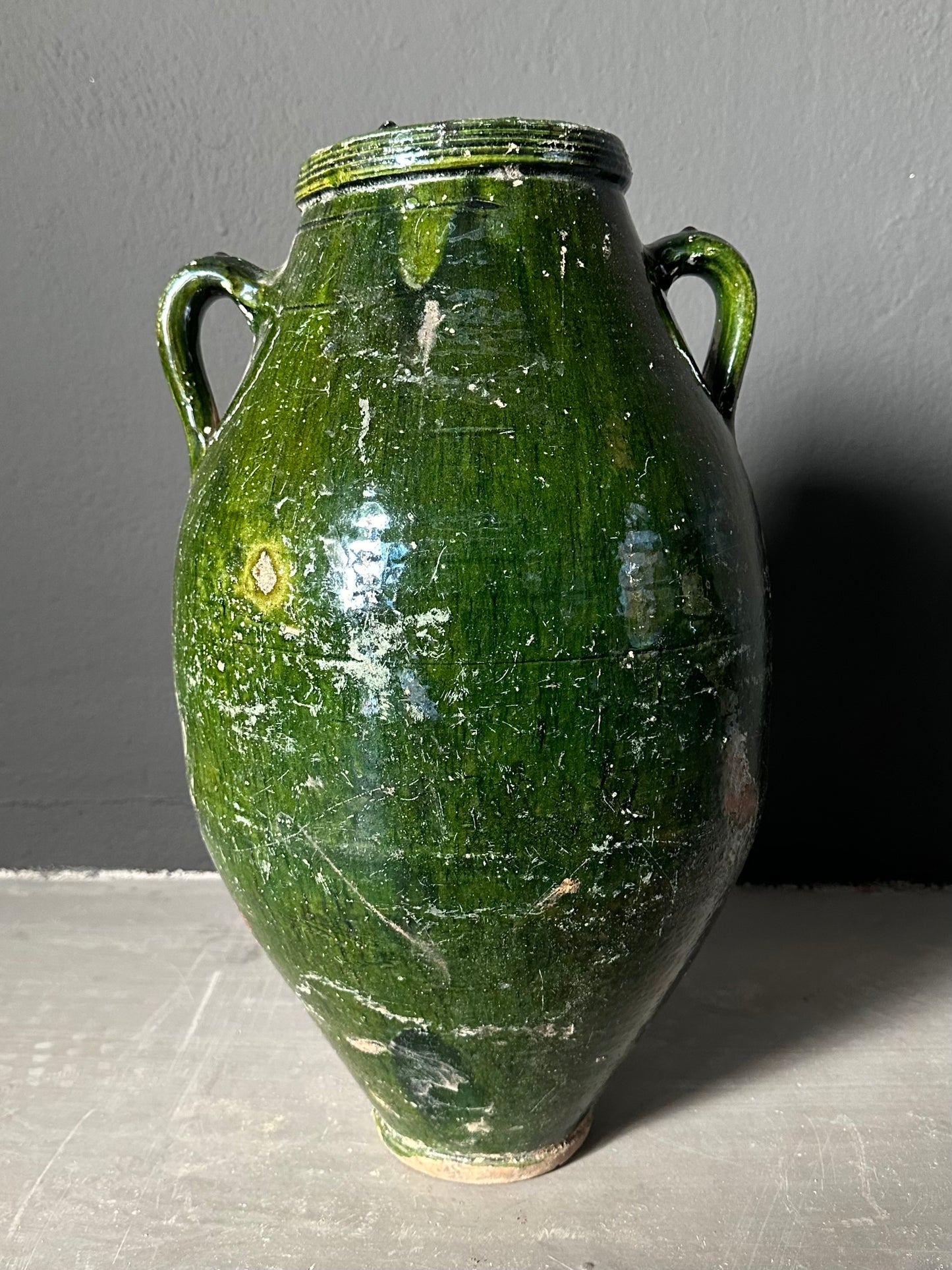 antique glazed olive pottery