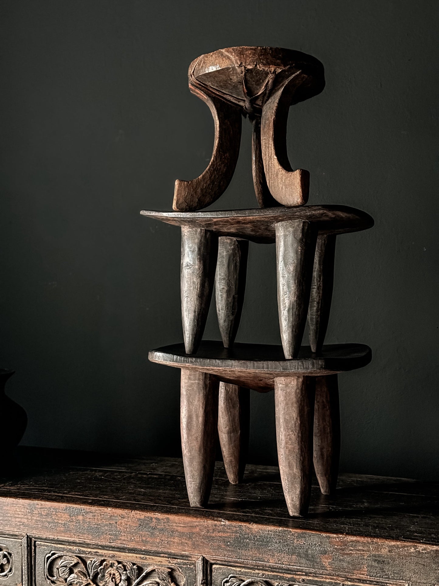 old Oromo stool leather