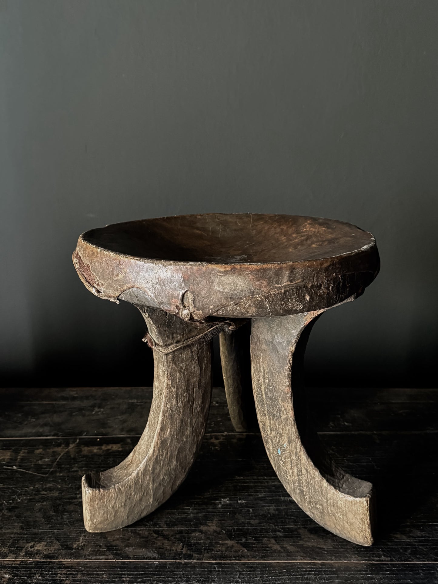 old Oromo stool leather