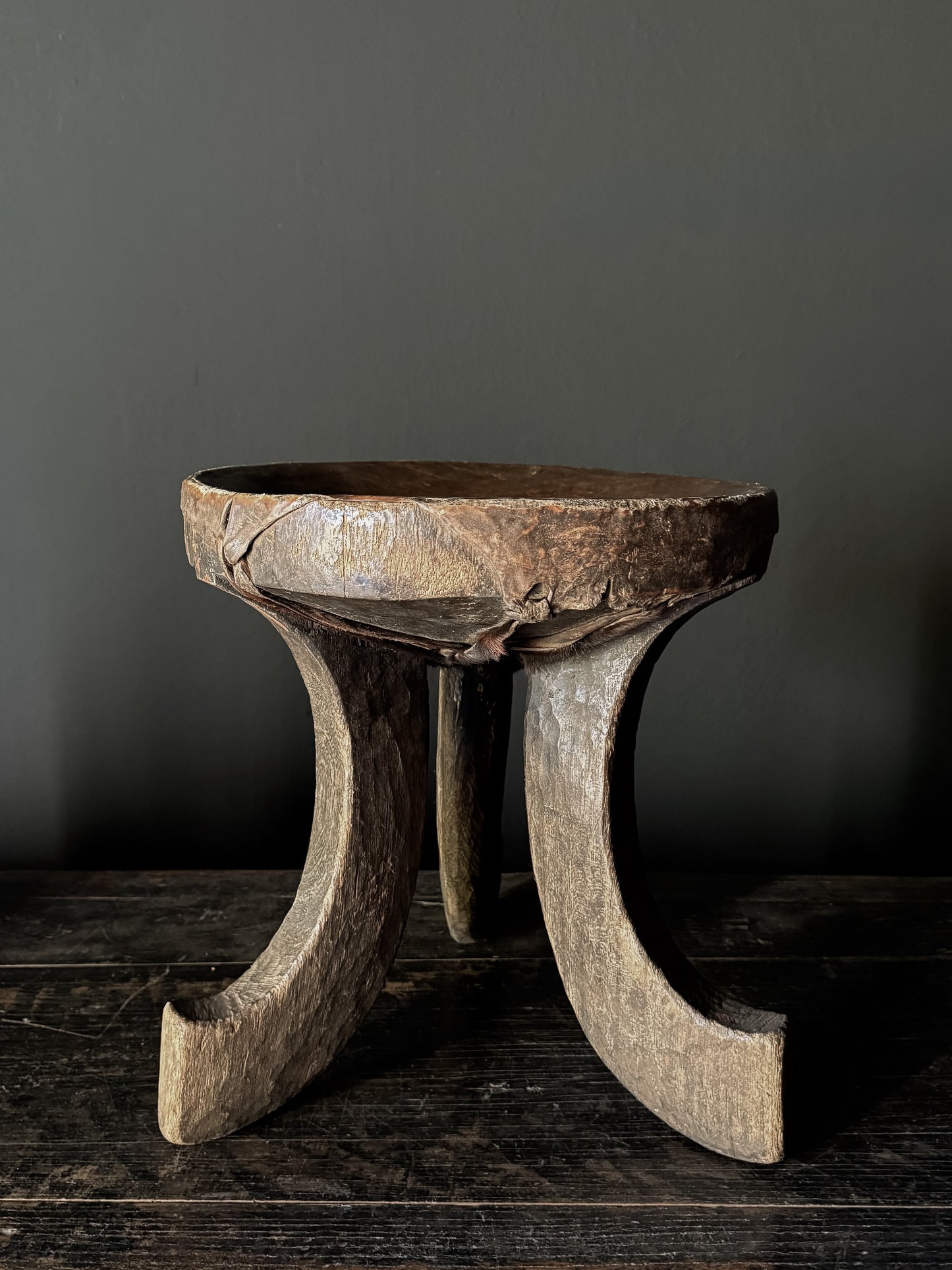 old Oromo stool leather