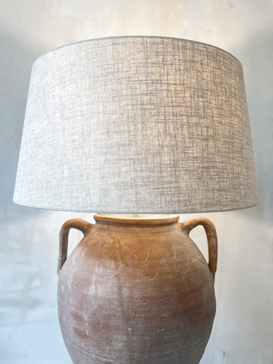 floor lamp antique olive pot & linen #3